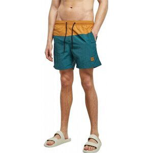 Barevné pánské plavky šortky s kontrastní šňůrkou Urban Classics Barva: teal/toffee, Velikost: 4XL