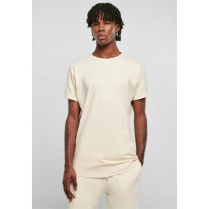 Prodloužené bavlněné triko Urban Classics s ohrnutými rukávy Barva: whitesand, Velikost: 3XL