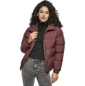 Krátká dámská zimní bunda Puffer Urban Classics Barva: třešňová, Velikost: M