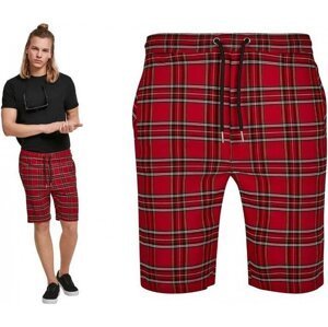 Lehké kostkované šortky z tartanu Urban Classics Barva: Červená - černá, Velikost: S