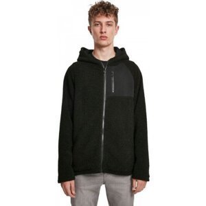 Urban Classics Kožíšková bunda Sherpa na zip s kapucí Barva: Černá, Velikost: L