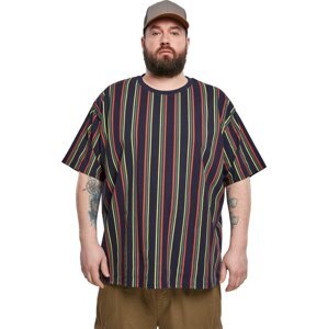 Retro proužkované pánské triko oversize Urban Classics Barva: midnightnavy/burnedred, Velikost: 3XL