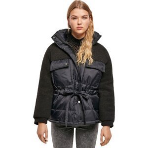 Urban Classics Dámská zimní Puffer bunda s kožíškem a velkými kapsami Barva: Černá, Velikost: 4XL