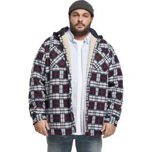 Zateplená oversize mikina s kožíškem a oddělitelnou kapucí Urban Classics Barva: modrá námořní - červená, Velikost: 5XL