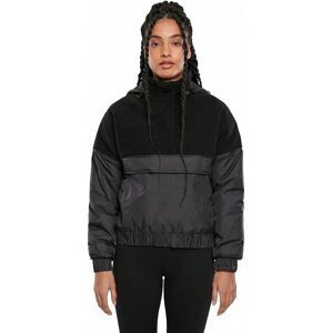 Urban Classics Dámská zimní bunda s kožíškem a kapsou na břiše Barva: černá - černá, Velikost: XXL
