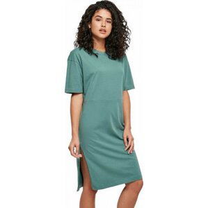 Oversize šaty Urban Classics s rozparkem z organické bavlny Barva: zelená světlá, Velikost: 4XL