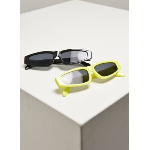 Urban Classics Sluneční brýle Lefkada s tmavými skly, 2 kusy v balení Barva: žlutá - černá, Velikost: one size