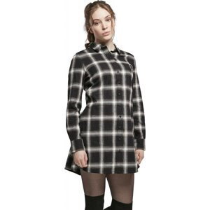 Kostkované bavlněné košilové šaty Urban Classics Barva: černá - bílá, Velikost: XXL