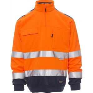 Payperwear Pánská mikina Vision s reflexními pruhy 3M Barva: oranžová fluo - modrá námořní, Velikost: M