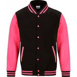 Pánská kontrastní bunda Varsity Just Hoods Barva: černá - růžová, Velikost: XXL JH044