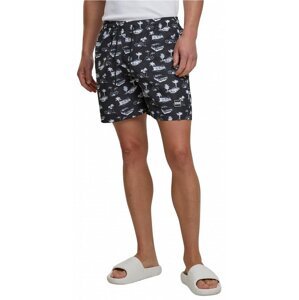 Pánské šortky na plavání se vzorem Urban Classics (22 variant) Barva: černá - bílá, Velikost: 4XL