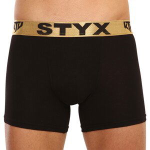 Pánské boxerky Styx / KTV long sportovní guma černé - zlatá guma (UTZ960) XXL