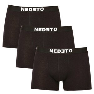 3PACK pánské boxerky Nedeto černé (3NDTB001-brand) 3XL