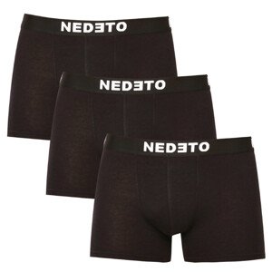 3PACK pánské boxerky Nedeto černé (3NDTB001-brand) 4XL