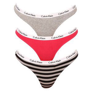 3PACK dámská tanga Calvin Klein nadrozměr vícebarevné (QD3800E-658) 3XL