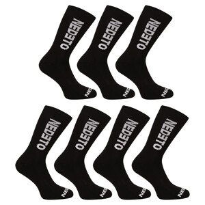 7PACK ponožky Nedeto vysoké černé (7NDTP001-brand) XL