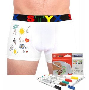 Pánské boxerky Styx sportovní guma bílé + fixy na textil (GF1061) XL
