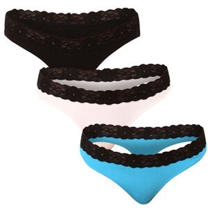 3PACK dámská tanga Styx s krajkou vícebarevná (3ITK96019) L