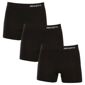 3PACK pánské boxerky Nedeto bezešvé bambusové černé (3NDTB001S) M