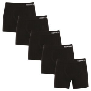5PACK pánské boxerky Nedeto bezešvé bambusové černé (5NDTB001S) XL