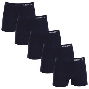 5PACK pánské boxerky Nedeto bezešvé bambusové modré (5NDTB002S) XL