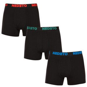 3PACK pánské boxerky Nedeto černé (3NB003b) M, trenky / trenýrky