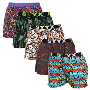 5PACK pánské trenky Styx art sportovní guma vícebarevné (5B1125023) M