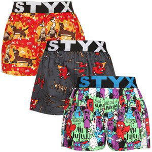 3PACK Dětské trenky Styx art sportovní guma vícebarevné (3BJ15245) 12-14 let