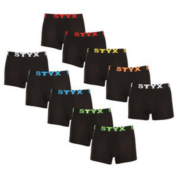 10PACK pánské boxerky Styx sportovní guma černé (10G9601) XL