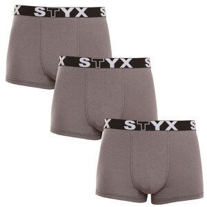 3PACK pánské boxerky Styx sportovní guma tmavě šedé (3G1063) M