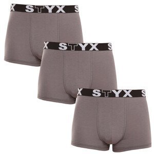 3PACK pánské boxerky Styx sportovní guma tmavě šedé (3G1063) XXL