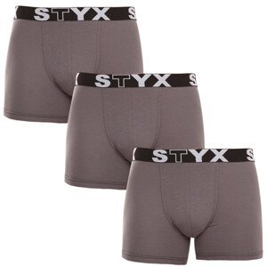 3PACK pánské boxerky Styx long sportovní guma tmavě šedé (3U1063) L