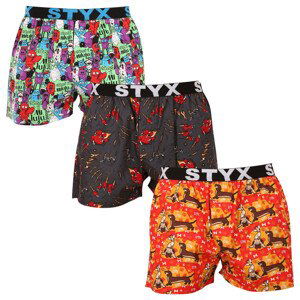 3PACK pánské trenky Styx art sportovní guma vícebarevné (3B15245) XL