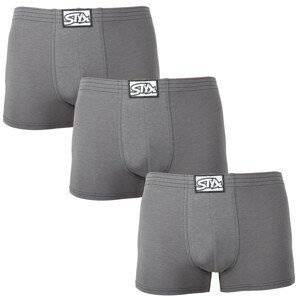 3PACK pánské boxerky Styx klasická guma tmavě šedé (3Q1063) L