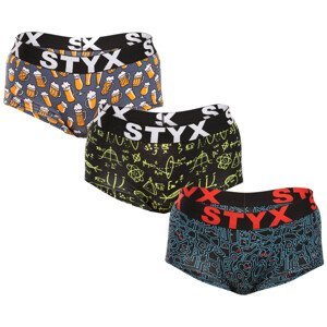 3PACK dámské kalhotky Styx art s nohavičkou vícebarevné (3IN12672) XL