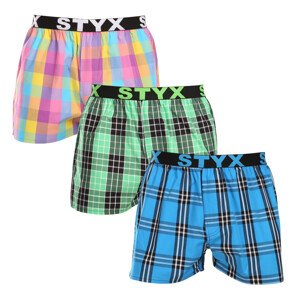 3PACK pánské trenky Styx sportovní guma vícebarevné (3B102830) XL