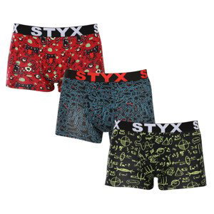 3PACK pánské boxerky Styx art sportovní guma vícebarevné (3G12612) XL