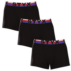 3PACK pánské boxerky Styx sportovní guma černé trikolóra (3G1960) XXL