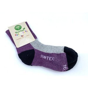 Zimní ponožky Surtex 70% Merino Fialovo šedé Velikost: 20 - 23