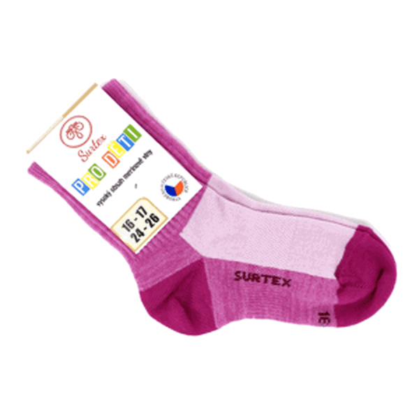 Ponožky Surtex jaro léto 50% Merino růžové Velikost: 18 - 19