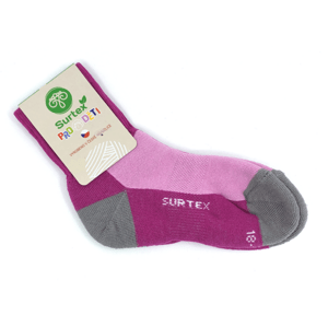 Zimní ponožky Surtex 70% Merino Růžovo šedé Velikost: 18 - 19