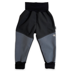 Vyrobeniny Dětské softshellové kalhoty s fleecem černá-šedá Velikost: 86 - 92