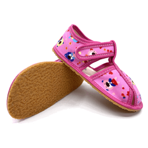 Barefoot papuče Baby Bare Pink teddy Velikost: 29