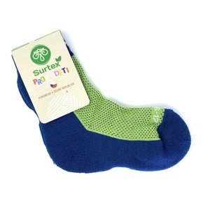 Ponožky Surtex 70% Merino Modré se zelenou Velikost: 18 - 19