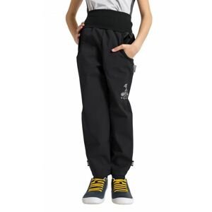 UNUO Softshellové kalhoty s fleecem černé + reflexní obrázek Evžen Velikost: 104 - 110