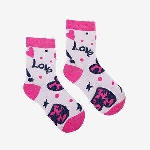 Bavlněné ponožky Coqui Bílé/Růžové se srdíčky Velikost: 20 - 24