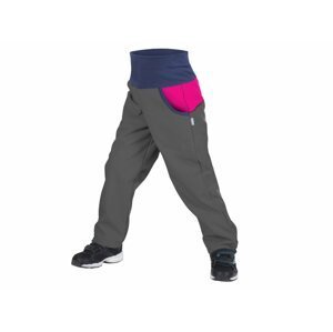 UNUO Softshellové kalhoty s fleecem DUO Antracitové s fuchsiovou Velikost: 104 - 110