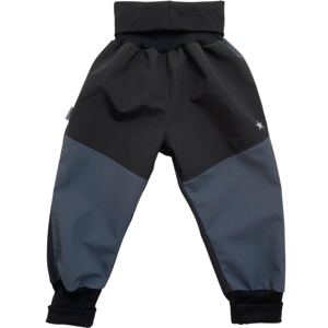 Vyrobeniny Dětské softshellové kalhoty bez zateplení černá-šedá Velikost: 134 - 140