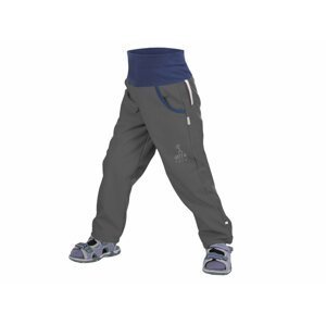 UNUO Softshellové kalhoty bez zateplení Antracitové + reflexní obrázek Evžen Velikost: 116 - 122