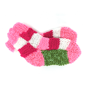 Ponožky od Magdy Ručně pletené veselé ponožky vel. 27-30 Barva: růžová-zelená